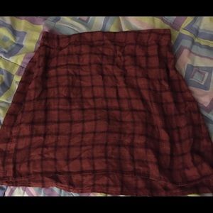 Womens Maroon Plaid Mini Skirt